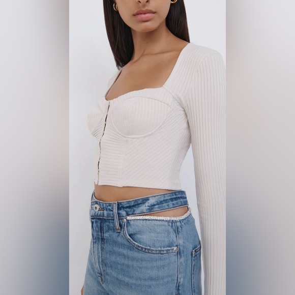 🤑 SIMKHAI Amelia Straight Leg Denim in Vintage Melrose w/ Bling - Picture 2 of 6